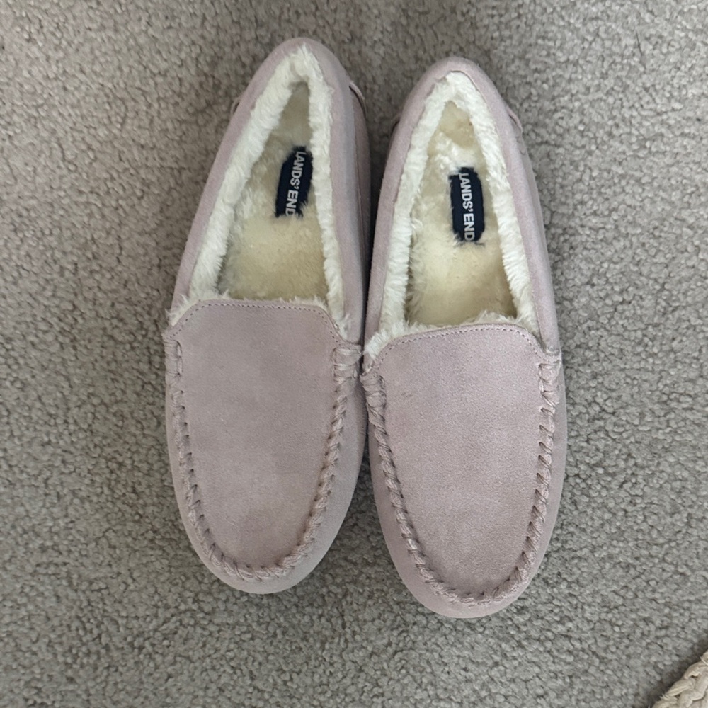 Lands' End light Rose Pink Suede Moccasins